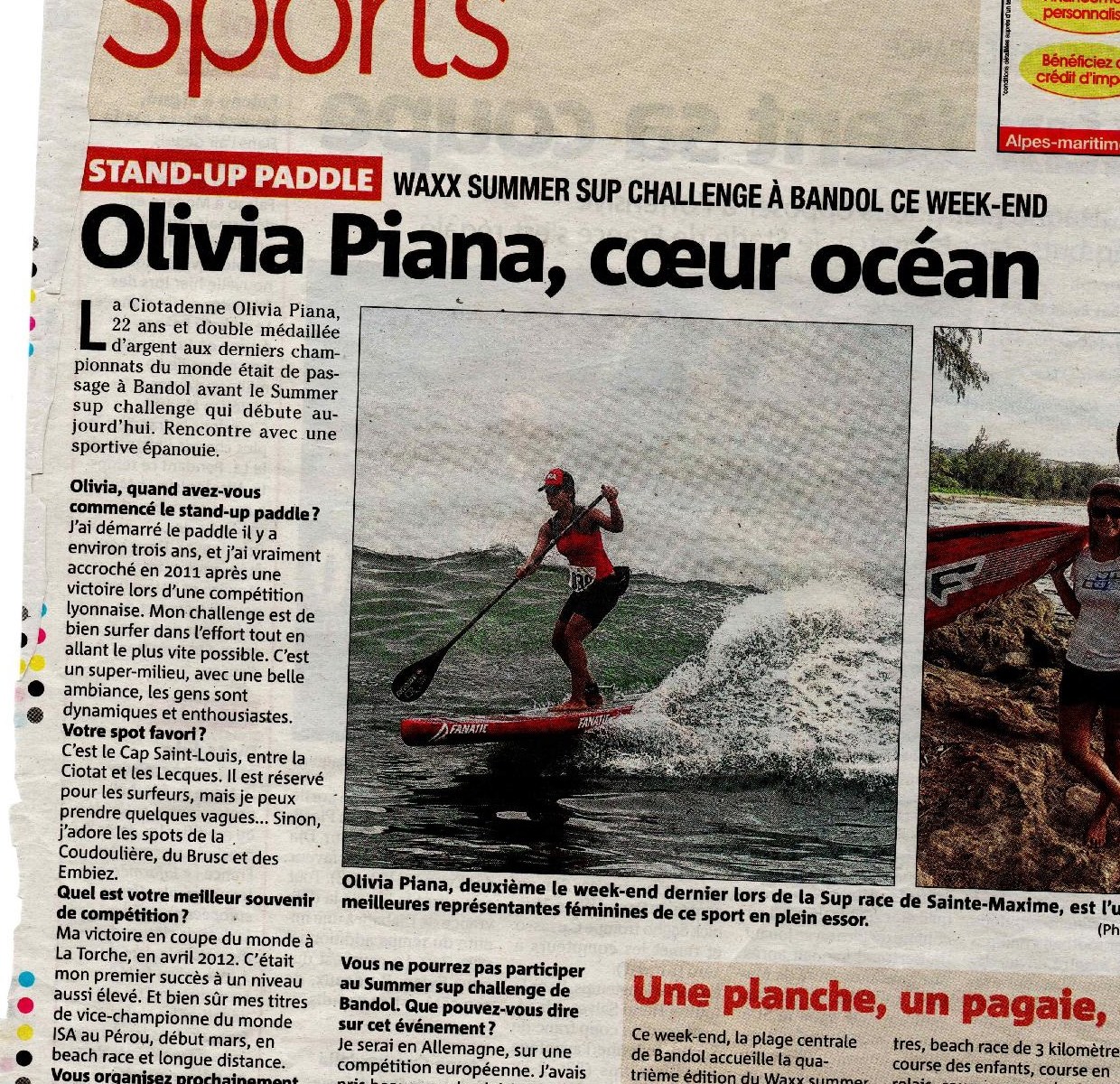 Article écrit pour Var-Matin, interview avec Olivia Piana