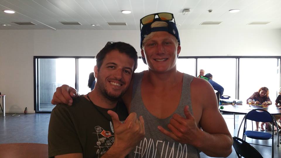 Avec Antoine Fermon lors du Championnat de France de kitesurf freestyle 2015 (Photo Nicolas Peltier)