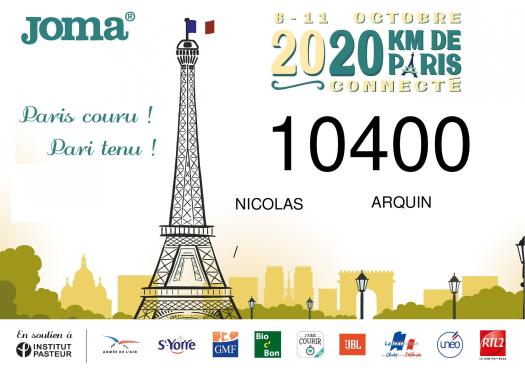 Dossard 20 km de Paris connecté